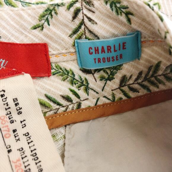 Anthropologie Cartonier 4 Womens Leaf Print Charlie Trouser Pant - Picture 5 of 7